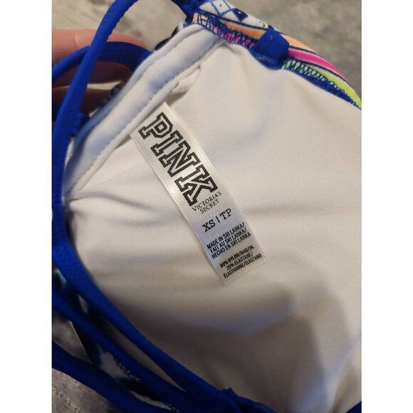 Victoria's Secret Pink Size XS Blue Strappy Bandeau Strapless Bikini Top - Picture 3 of 3